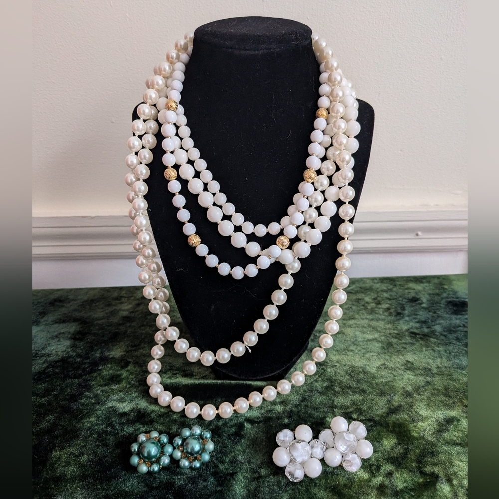 Lot Of True Vintage MCM Beaded Earrings And Necklaces